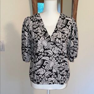 LOFT Puff Sleeve Paisley Top